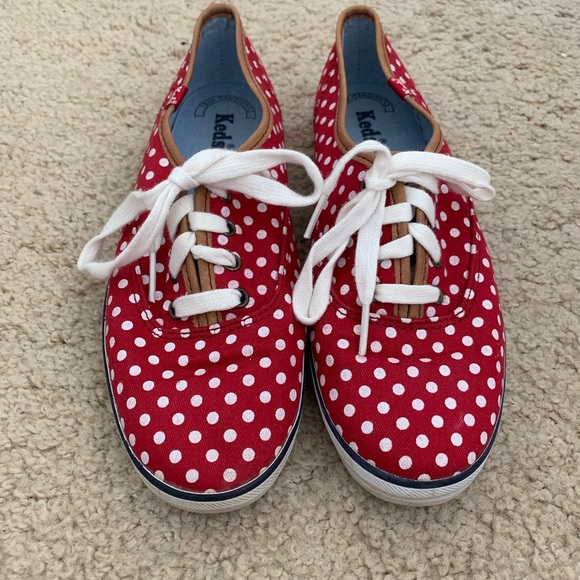 keds red and white polka dot